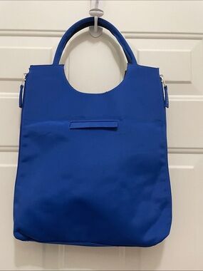 LUMENE: Reversible Modern Royal Blue Tote Bag with Top Handles